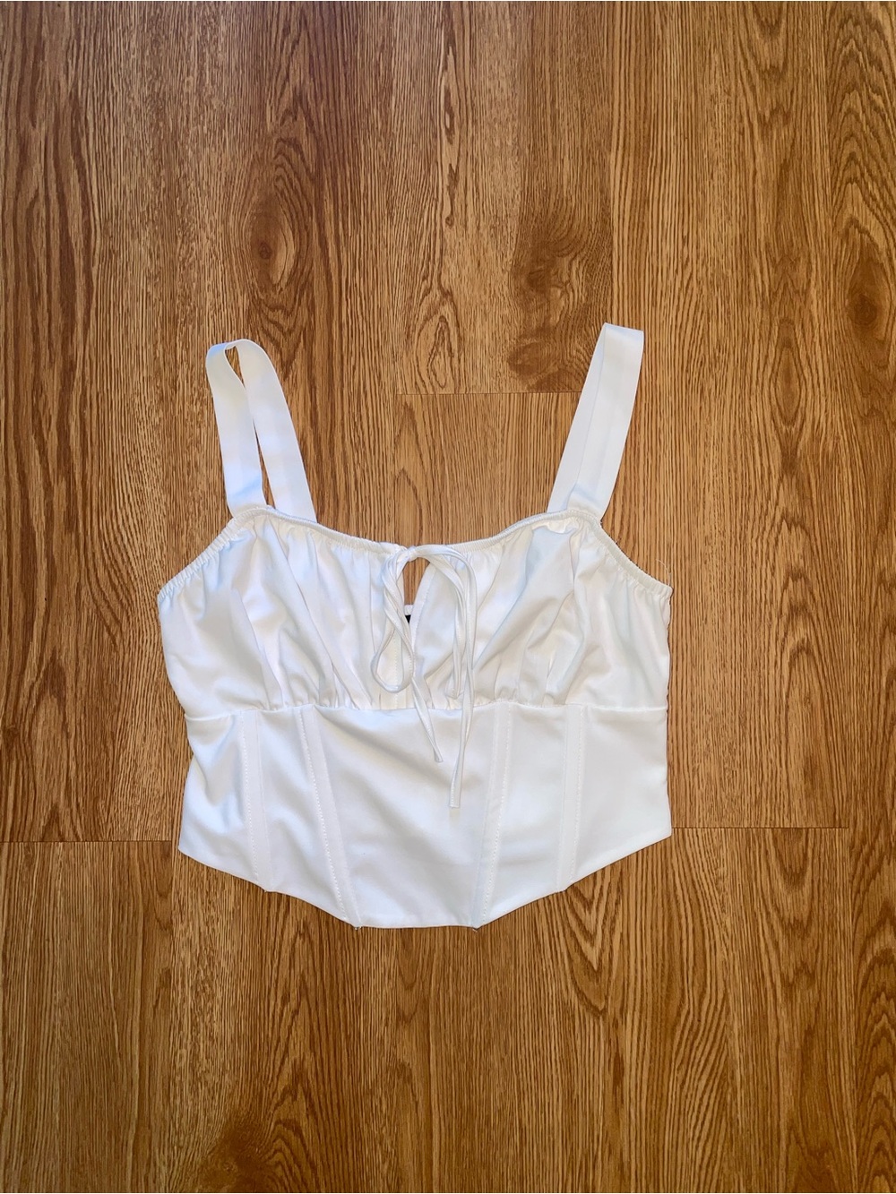 Kendall & Kylie White Smocked Cropped Tank